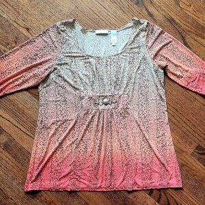 Gorgeous Plus Size Ombre Leopard Print Blouse | Beaded Empire Waist | JHCollecti